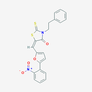 molecular formula C22H16N2O4S2 B402150 5-[(5-{2-Nitrophenyl}-2-furyl)methylene]-3-(2-phenylethyl)-2-thioxo-1,3-thiazolidin-4-one CAS No. 5528-66-5