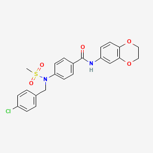 molecular formula C23H21ClN2O5S B4021546 4-[(4-chlorobenzyl)(methylsulfonyl)amino]-N-(2,3-dihydro-1,4-benzodioxin-6-yl)benzamide 