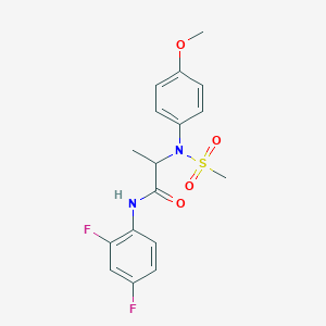 molecular formula C17H18F2N2O4S B4021553 N~1~-(2,4-difluorophenyl)-N~2~-(4-methoxyphenyl)-N~2~-(methylsulfonyl)alaninamide 