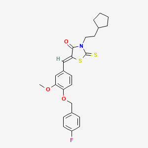 molecular formula C25H26FNO3S2 B4021599 3-(2-cyclopentylethyl)-5-{4-[(4-fluorobenzyl)oxy]-3-methoxybenzylidene}-2-thioxo-1,3-thiazolidin-4-one 