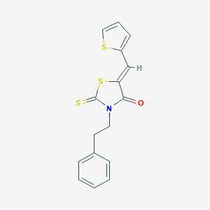 molecular formula C16H13NOS3 B402160 (Z)-3-phenethyl-5-(thiophen-2-ylmethylene)-2-thioxothiazolidin-4-one CAS No. 302824-46-0