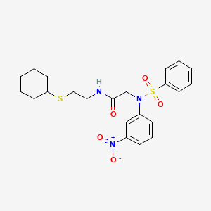 molecular formula C22H27N3O5S2 B4021613 N~1~-[2-(cyclohexylthio)ethyl]-N~2~-(3-nitrophenyl)-N~2~-(phenylsulfonyl)glycinamide 