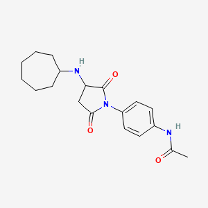 molecular formula C19H25N3O3 B4021621 N-{4-[3-(cycloheptylamino)-2,5-dioxo-1-pyrrolidinyl]phenyl}acetamide 