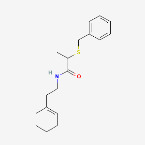 molecular formula C18H25NOS B4021668 2-(benzylthio)-N-[2-(1-cyclohexen-1-yl)ethyl]propanamide 