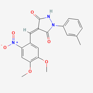 molecular formula C19H17N3O6 B4021683 4-(4,5-dimethoxy-2-nitrobenzylidene)-1-(3-methylphenyl)-3,5-pyrazolidinedione 