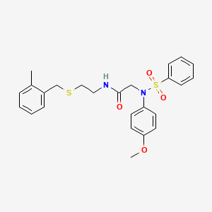 molecular formula C25H28N2O4S2 B4021694 N~2~-(4-methoxyphenyl)-N~1~-{2-[(2-methylbenzyl)thio]ethyl}-N~2~-(phenylsulfonyl)glycinamide 