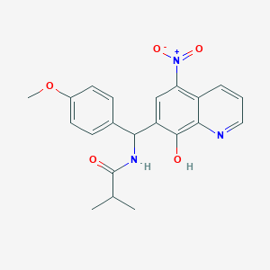 molecular formula C21H21N3O5 B4021701 N-[(8-hydroxy-5-nitro-7-quinolinyl)(4-methoxyphenyl)methyl]-2-methylpropanamide 