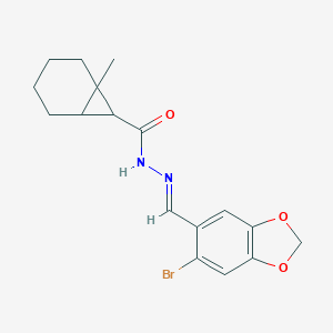 molecular formula C17H19BrN2O3 B402171 N'-[(E)-(6-bromo-1,3-benzodioxol-5-yl)methylidene]-1-methylbicyclo[4.1.0]heptane-7-carbohydrazide 
