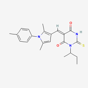 molecular formula C22H25N3O2S B4021761 1-sec-butyl-5-{[2,5-dimethyl-1-(4-methylphenyl)-1H-pyrrol-3-yl]methylene}-2-thioxodihydro-4,6(1H,5H)-pyrimidinedione 