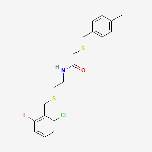 molecular formula C19H21ClFNOS2 B4021780 N-{2-[(2-chloro-6-fluorobenzyl)thio]ethyl}-2-[(4-methylbenzyl)thio]acetamide 