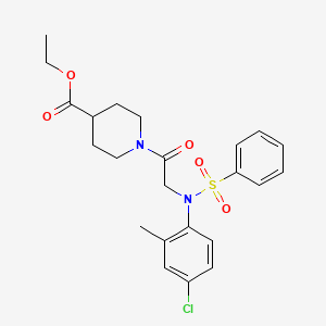 molecular formula C23H27ClN2O5S B4021831 ethyl 1-[N-(4-chloro-2-methylphenyl)-N-(phenylsulfonyl)glycyl]-4-piperidinecarboxylate 