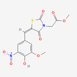 molecular formula C14H12N2O8S B4021861 methyl [5-(4-hydroxy-3-methoxy-5-nitrobenzylidene)-2,4-dioxo-1,3-thiazolidin-3-yl]acetate 