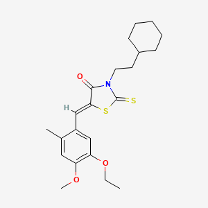 molecular formula C22H29NO3S2 B4021902 3-(2-cyclohexylethyl)-5-(5-ethoxy-4-methoxy-2-methylbenzylidene)-2-thioxo-1,3-thiazolidin-4-one 