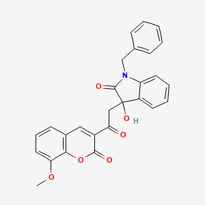 molecular formula C27H21NO6 B4021911 1-benzyl-3-hydroxy-3-[2-(8-methoxy-2-oxo-2H-chromen-3-yl)-2-oxoethyl]-1,3-dihydro-2H-indol-2-one 