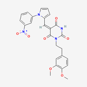 molecular formula C25H22N4O7 B4021924 1-[2-(3,4-dimethoxyphenyl)ethyl]-5-{[1-(3-nitrophenyl)-1H-pyrrol-2-yl]methylene}-2,4,6(1H,3H,5H)-pyrimidinetrione 
