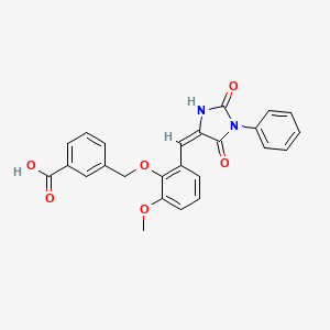 molecular formula C25H20N2O6 B4021950 3-({2-[(2,5-dioxo-1-phenyl-4-imidazolidinylidene)methyl]-6-methoxyphenoxy}methyl)benzoic acid 