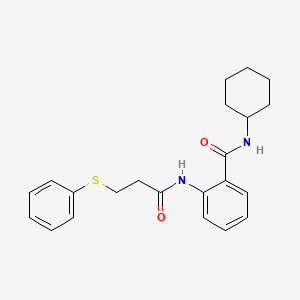 molecular formula C22H26N2O2S B4021958 N-cyclohexyl-2-{[3-(phenylthio)propanoyl]amino}benzamide 