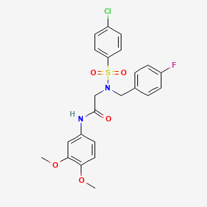 molecular formula C23H22ClFN2O5S B4021983 N~2~-[(4-chlorophenyl)sulfonyl]-N~1~-(3,4-dimethoxyphenyl)-N~2~-(4-fluorobenzyl)glycinamide 