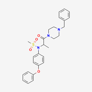 molecular formula C27H31N3O4S B4022005 N-[2-(4-benzyl-1-piperazinyl)-1-methyl-2-oxoethyl]-N-(4-phenoxyphenyl)methanesulfonamide 
