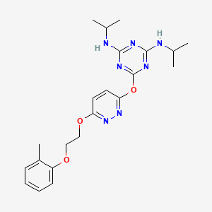 molecular formula C22H29N7O3 B4022040 N,N'-diisopropyl-6-({6-[2-(2-methylphenoxy)ethoxy]-3-pyridazinyl}oxy)-1,3,5-triazine-2,4-diamine 