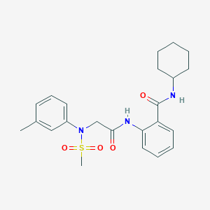 molecular formula C23H29N3O4S B4022076 N-cyclohexyl-2-{[N-(3-methylphenyl)-N-(methylsulfonyl)glycyl]amino}benzamide 