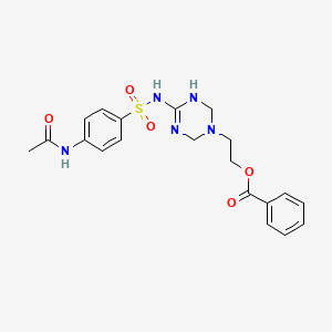 molecular formula C20H23N5O5S B4022084 2-[4-({[4-(acetylamino)phenyl]sulfonyl}imino)-1,3,5-triazinan-1-yl]ethyl benzoate 