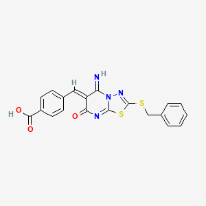 molecular formula C20H14N4O3S2 B4022149 4-{[2-(benzylthio)-5-imino-7-oxo-5H-[1,3,4]thiadiazolo[3,2-a]pyrimidin-6(7H)-ylidene]methyl}benzoic acid 