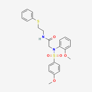molecular formula C24H26N2O5S2 B4022172 N~2~-(2-methoxyphenyl)-N~2~-[(4-methoxyphenyl)sulfonyl]-N~1~-[2-(phenylthio)ethyl]glycinamide 