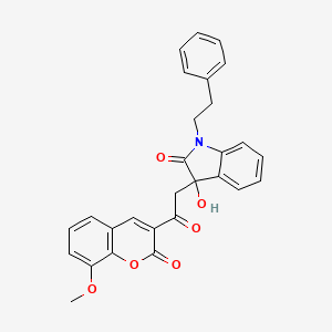 3-hydroxy-3-[2-(8-methoxy-2-oxo-2H-chromen-3-yl)-2-oxoethyl]-1-(2-phenylethyl)-1,3-dihydro-2H-indol-2-one