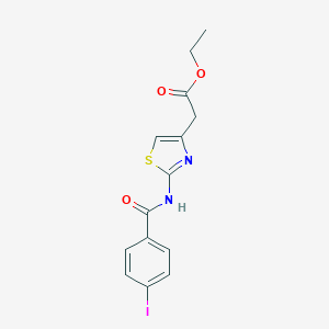 molecular formula C14H13IN2O3S B402223 [2-(4-Iodo-benzoylamino)-thiazol-4-yl]-acetic acid ethyl ester 