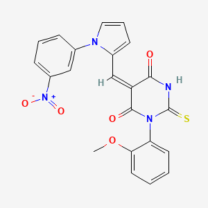 molecular formula C22H16N4O5S B4022238 1-(2-methoxyphenyl)-5-{[1-(3-nitrophenyl)-1H-pyrrol-2-yl]methylene}-2-thioxodihydro-4,6(1H,5H)-pyrimidinedione 
