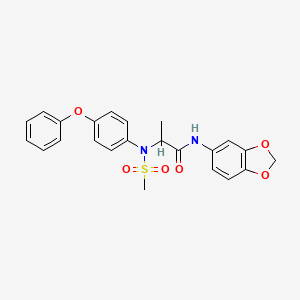 molecular formula C23H22N2O6S B4022240 N~1~-1,3-benzodioxol-5-yl-N~2~-(methylsulfonyl)-N~2~-(4-phenoxyphenyl)alaninamide 