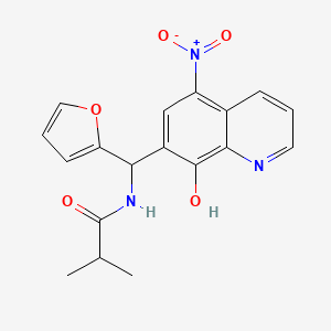 molecular formula C18H17N3O5 B4022245 N-[2-furyl(8-hydroxy-5-nitro-7-quinolinyl)methyl]-2-methylpropanamide 