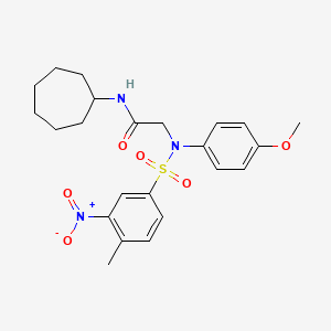 molecular formula C23H29N3O6S B4022260 N~1~-cycloheptyl-N~2~-(4-methoxyphenyl)-N~2~-[(4-methyl-3-nitrophenyl)sulfonyl]glycinamide 