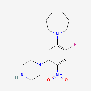 molecular formula C16H23FN4O2 B4022304 1-[2-fluoro-4-nitro-5-(1-piperazinyl)phenyl]azepane 
