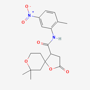molecular formula C18H22N2O6 B4022349 7,7-dimethyl-N-(2-methyl-5-nitrophenyl)-2-oxo-1,8-dioxaspiro[4.5]decane-4-carboxamide 