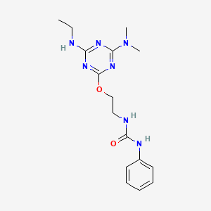 molecular formula C16H23N7O2 B4022372 N-(2-{[4-(dimethylamino)-6-(ethylamino)-1,3,5-triazin-2-yl]oxy}ethyl)-N'-phenylurea 