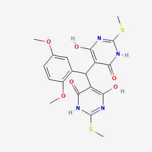 molecular formula C19H20N4O6S2 B4022455 5,5'-[(2,5-dimethoxyphenyl)methylene]bis[6-hydroxy-2-(methylthio)-4(3H)-pyrimidinone] 