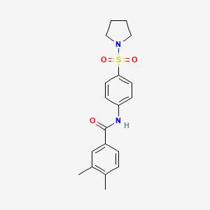 molecular formula C19H22N2O3S B4022460 3,4-dimethyl-N-[4-(1-pyrrolidinylsulfonyl)phenyl]benzamide 
