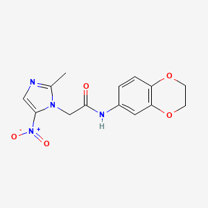 molecular formula C14H14N4O5 B4022487 N-(2,3-dihydro-1,4-benzodioxin-6-yl)-2-(2-methyl-5-nitro-1H-imidazol-1-yl)acetamide 