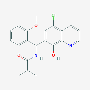 molecular formula C21H21ClN2O3 B4022560 N-[(5-chloro-8-hydroxy-7-quinolinyl)(2-methoxyphenyl)methyl]-2-methylpropanamide 