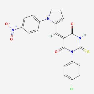molecular formula C21H13ClN4O4S B4022567 1-(4-chlorophenyl)-5-{[1-(4-nitrophenyl)-1H-pyrrol-2-yl]methylene}-2-thioxodihydro-4,6(1H,5H)-pyrimidinedione 