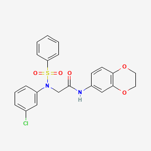 molecular formula C22H19ClN2O5S B4022588 N~2~-(3-chlorophenyl)-N~1~-(2,3-dihydro-1,4-benzodioxin-6-yl)-N~2~-(phenylsulfonyl)glycinamide 