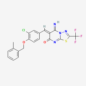molecular formula C21H14ClF3N4O2S B4022594 6-{3-chloro-4-[(2-methylbenzyl)oxy]benzylidene}-5-imino-2-(trifluoromethyl)-5,6-dihydro-7H-[1,3,4]thiadiazolo[3,2-a]pyrimidin-7-one 