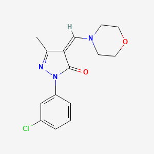 molecular formula C15H16ClN3O2 B4022607 2-(3-chlorophenyl)-5-methyl-4-(4-morpholinylmethylene)-2,4-dihydro-3H-pyrazol-3-one 