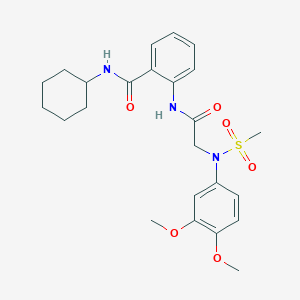 molecular formula C24H31N3O6S B4022660 N-cyclohexyl-2-{[N-(3,4-dimethoxyphenyl)-N-(methylsulfonyl)glycyl]amino}benzamide 