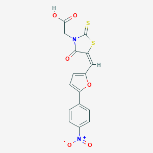molecular formula C16H10N2O6S2 B402267 [(5E)-5-{[5-(4-nitrophenyl)furan-2-yl]methylidene}-4-oxo-2-thioxo-1,3-thiazolidin-3-yl]acetic acid 