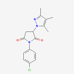 molecular formula C16H16ClN3O2 B4022676 1-(4-chlorophenyl)-3-(3,4,5-trimethyl-1H-pyrazol-1-yl)-2,5-pyrrolidinedione 