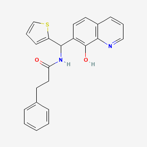 molecular formula C23H20N2O2S B4022696 N-[(8-hydroxy-7-quinolinyl)(2-thienyl)methyl]-3-phenylpropanamide 
