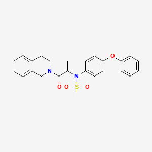 molecular formula C25H26N2O4S B4022733 N-[2-(3,4-dihydro-2(1H)-isoquinolinyl)-1-methyl-2-oxoethyl]-N-(4-phenoxyphenyl)methanesulfonamide 
